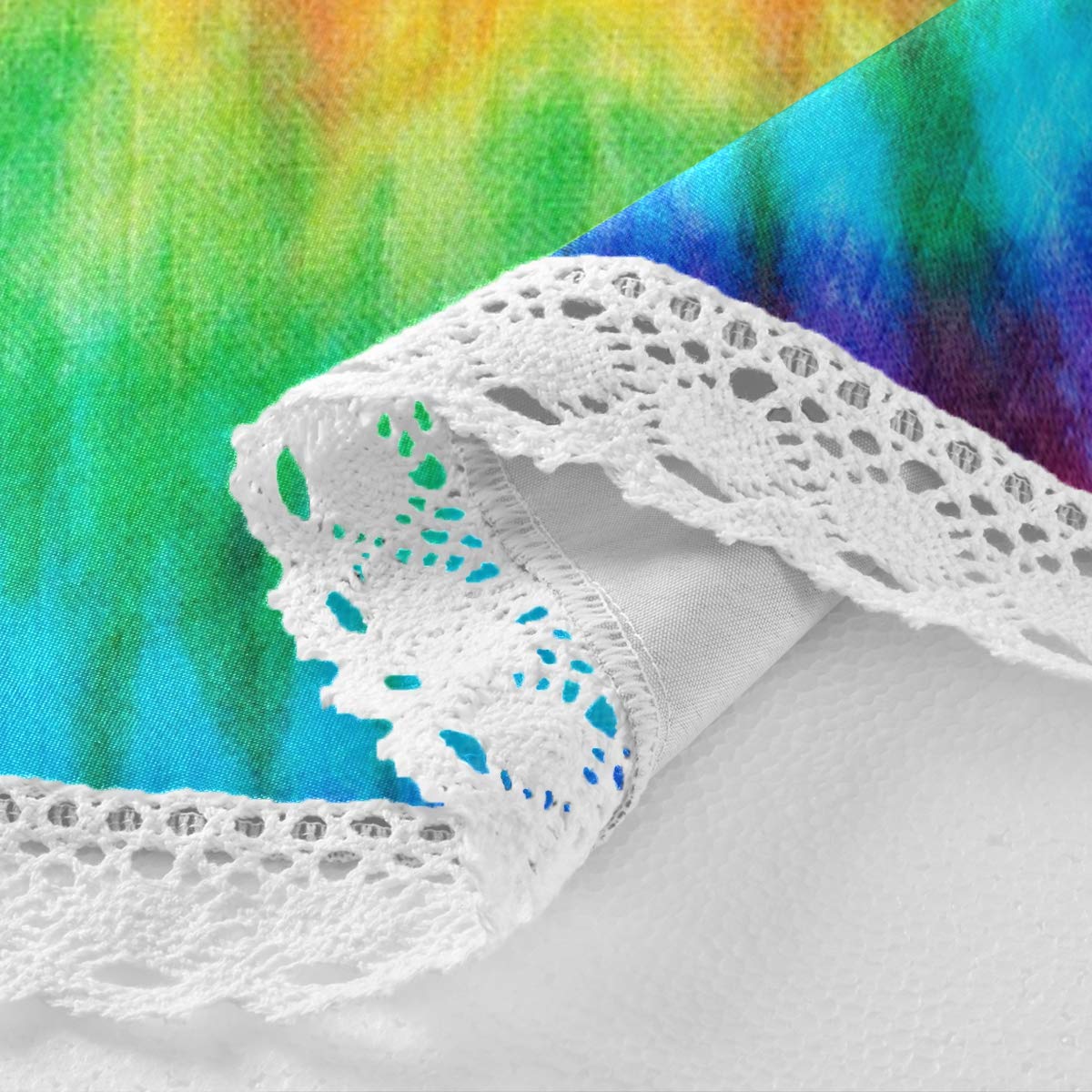 Moudou Tie Dye Round Tablecloth Stain Resistant Table Cloth Polyester Table Cover For Kitchen Dining Party Home Decor 60 Inch